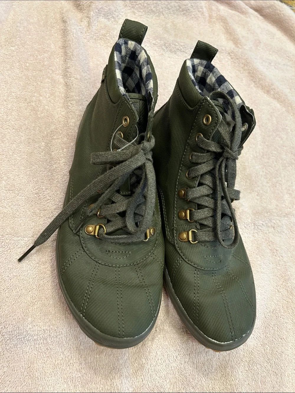 Keds Olive Lace-Up High Top Boots